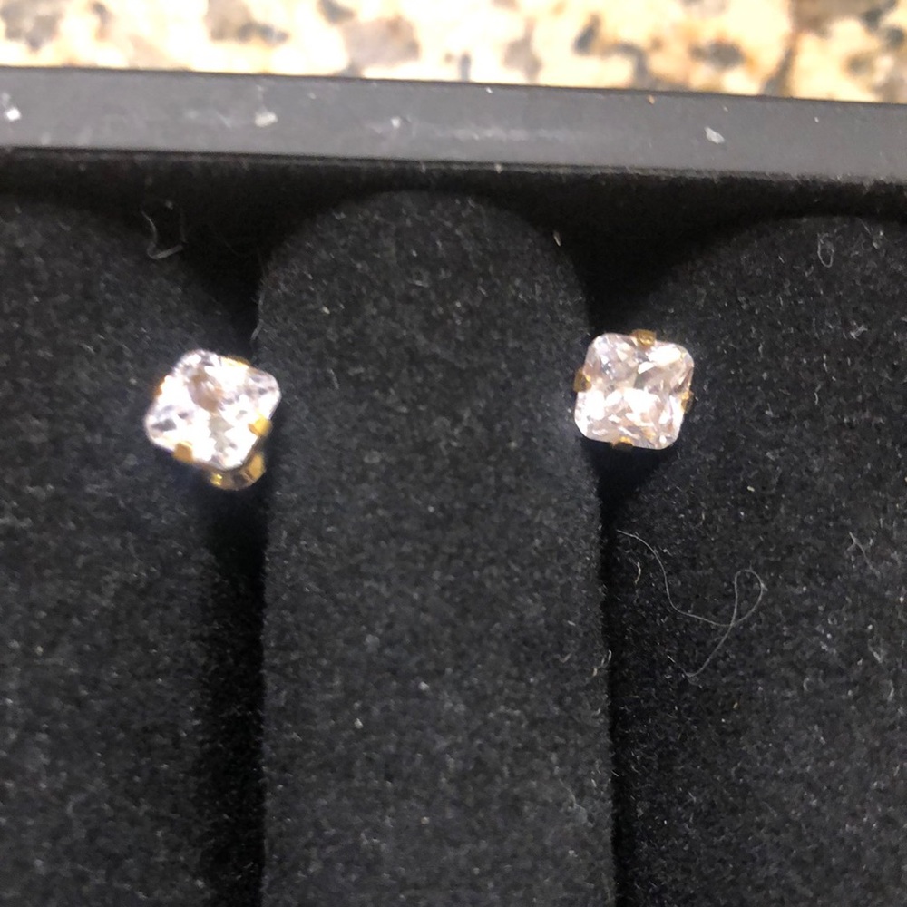 Cubic Zirconia Post/Stud Pierced Earrings In Princess Cut From Off Saks 5th Ave.